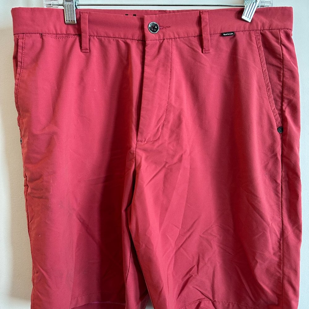 Mens Hurley Red Hybrid Boat Swim Shorts Used Size 33